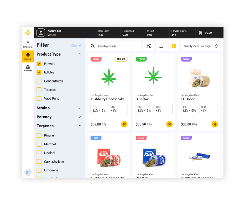 mobile friendly dispensary POS for iPad